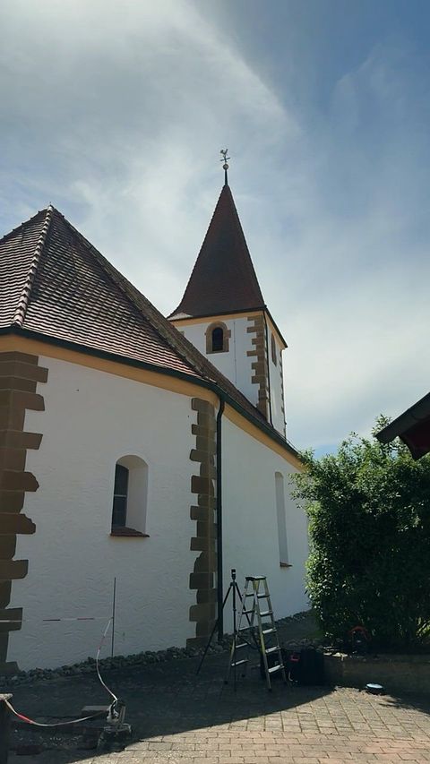 Denkmalgeschützte Kirche, aufgenommen mit Laserscanner und Drohne